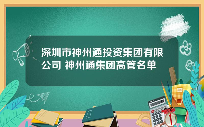 深圳市神州通投资集团有限公司 神州通集团高管名单